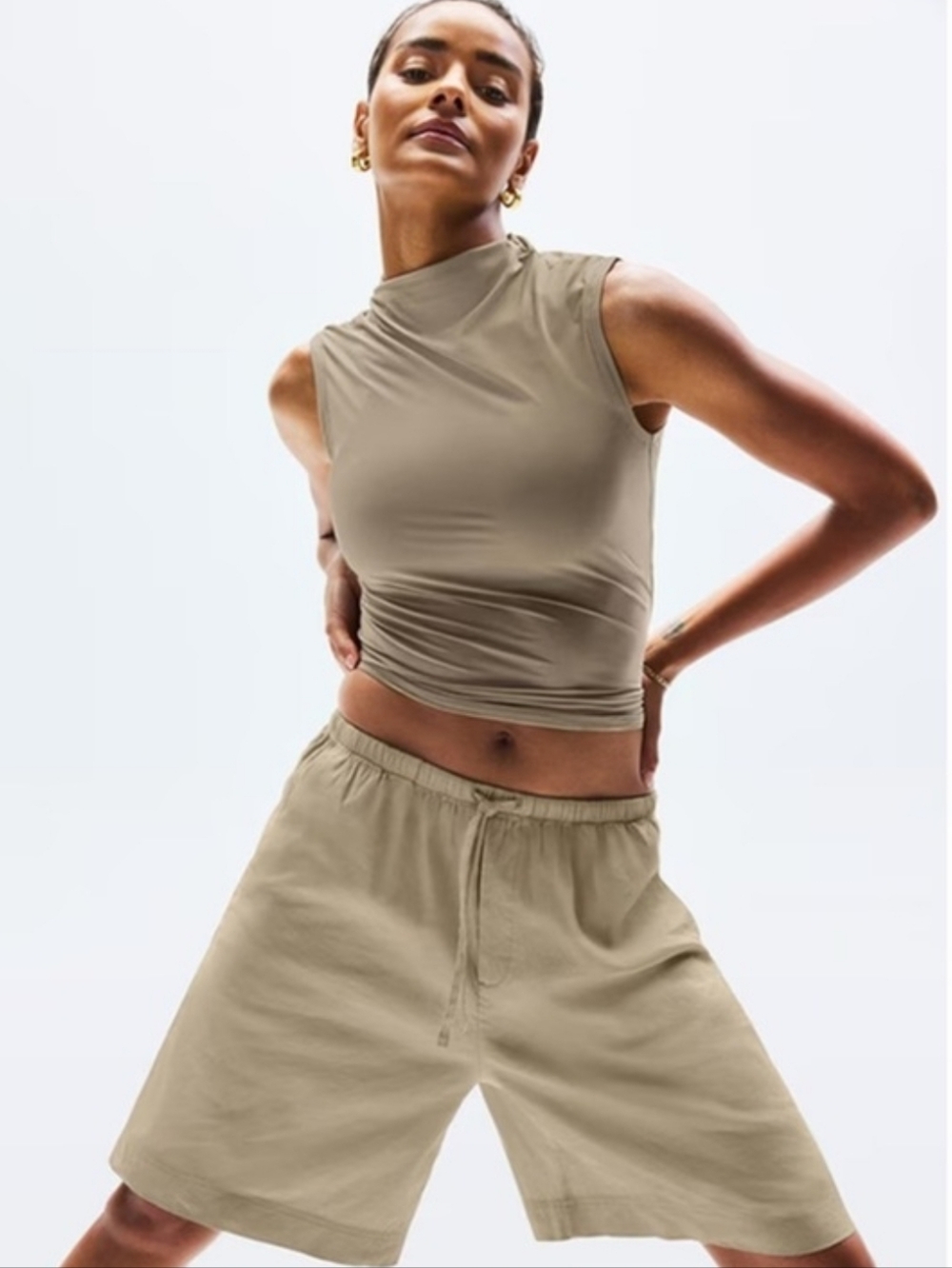 Athleta Paradise Linen Blend Bermuda Shorts XXS